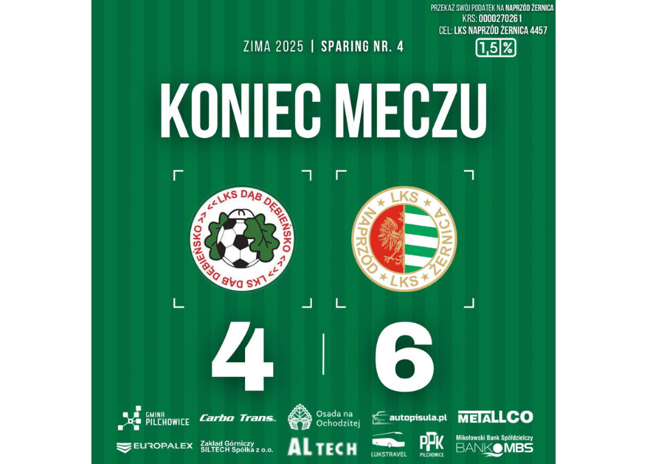 Sparing: Dąb Dębieńsko 4:6 Naprzód