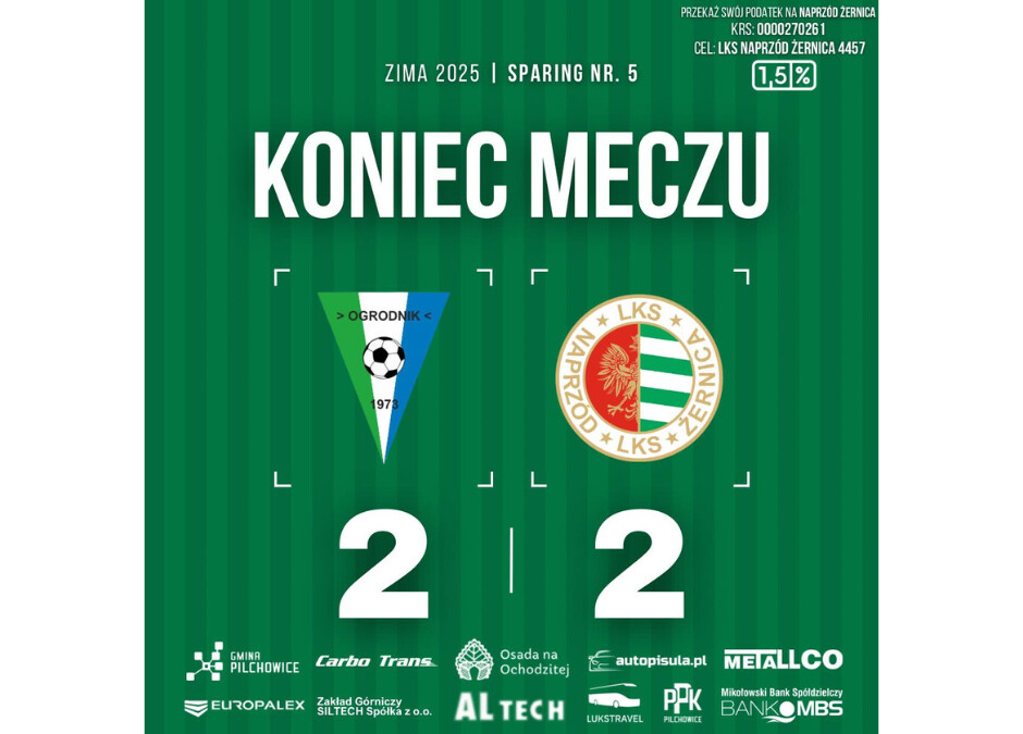 Sparing: Ogrodnik Cielmice 2:2 Naprzód