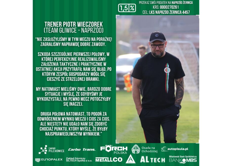 Komentarz trenera Wieczorka do meczu z Team Gliwice