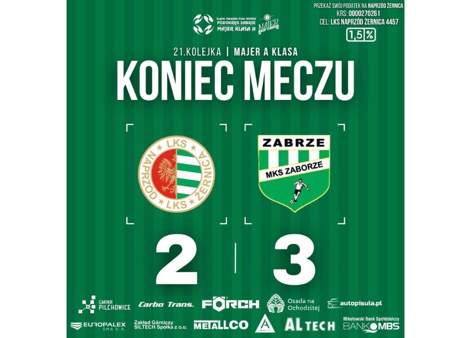 A klasa: Naprzód 2:3 MKS Zaborze