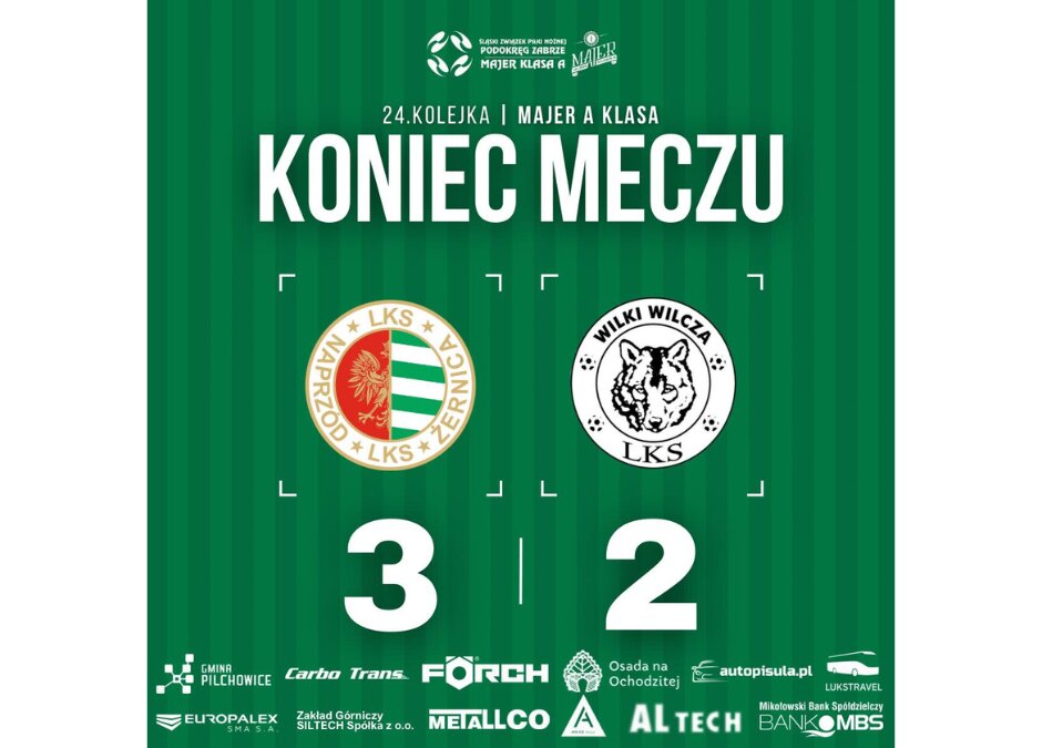 Majer A klasa: Naprzód 3:2 Wilki Wilcza