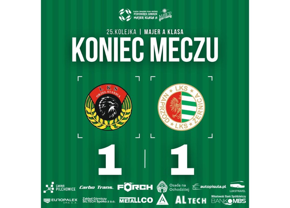 Majer A klasa: Orzeł Stanica 1:1 Naprzód
