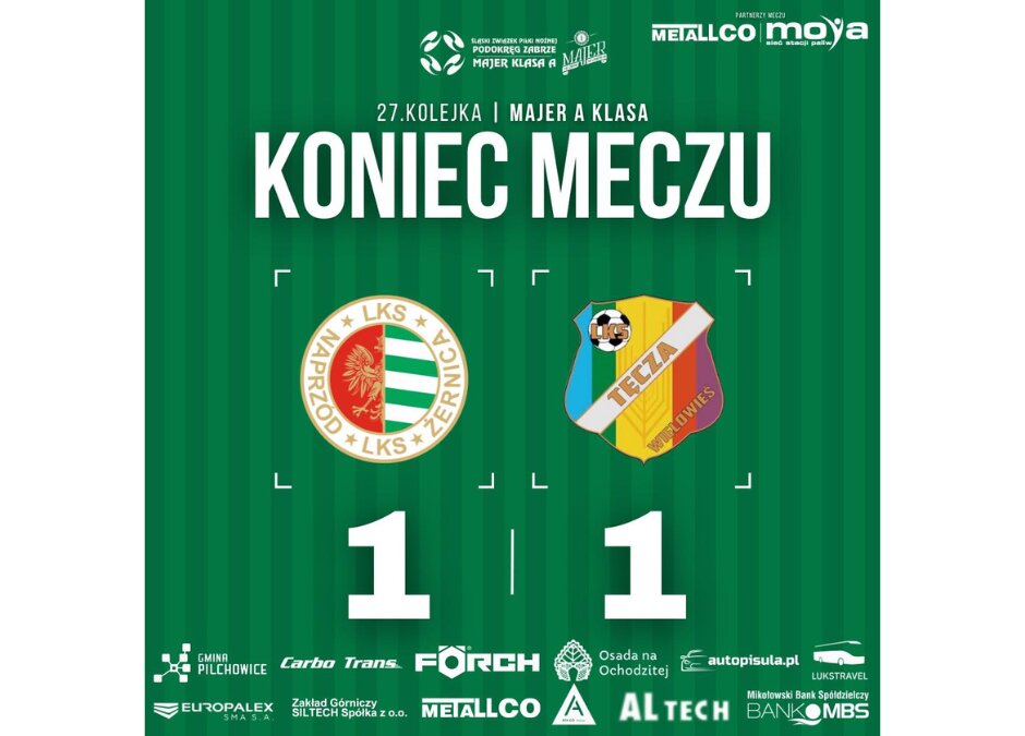 Majer A klasa: Naprzód 1:1 Tęcza