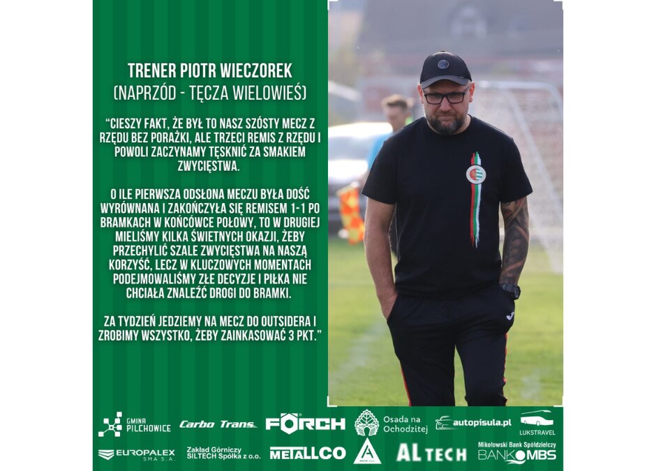 Komentarz trenera Wieczorka do meczu z Tęczą Wielowieś