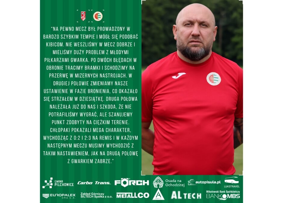 Wypowiedź trenera Wieczorka po meczu z Gwarkiem Zabrze