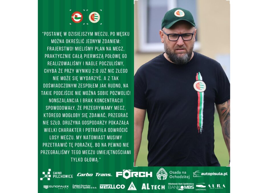 Wypowiedź trenera Wieczorka po meczu z Młodością Rudno