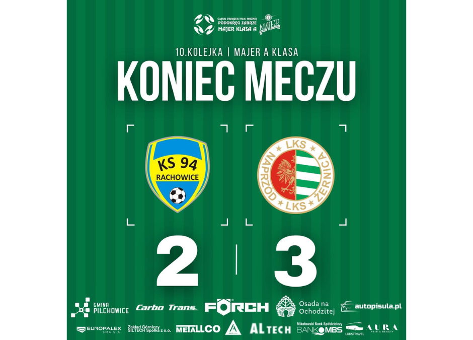 Majer A klasa: KS 94 Rachowice 2:3 Naprzód